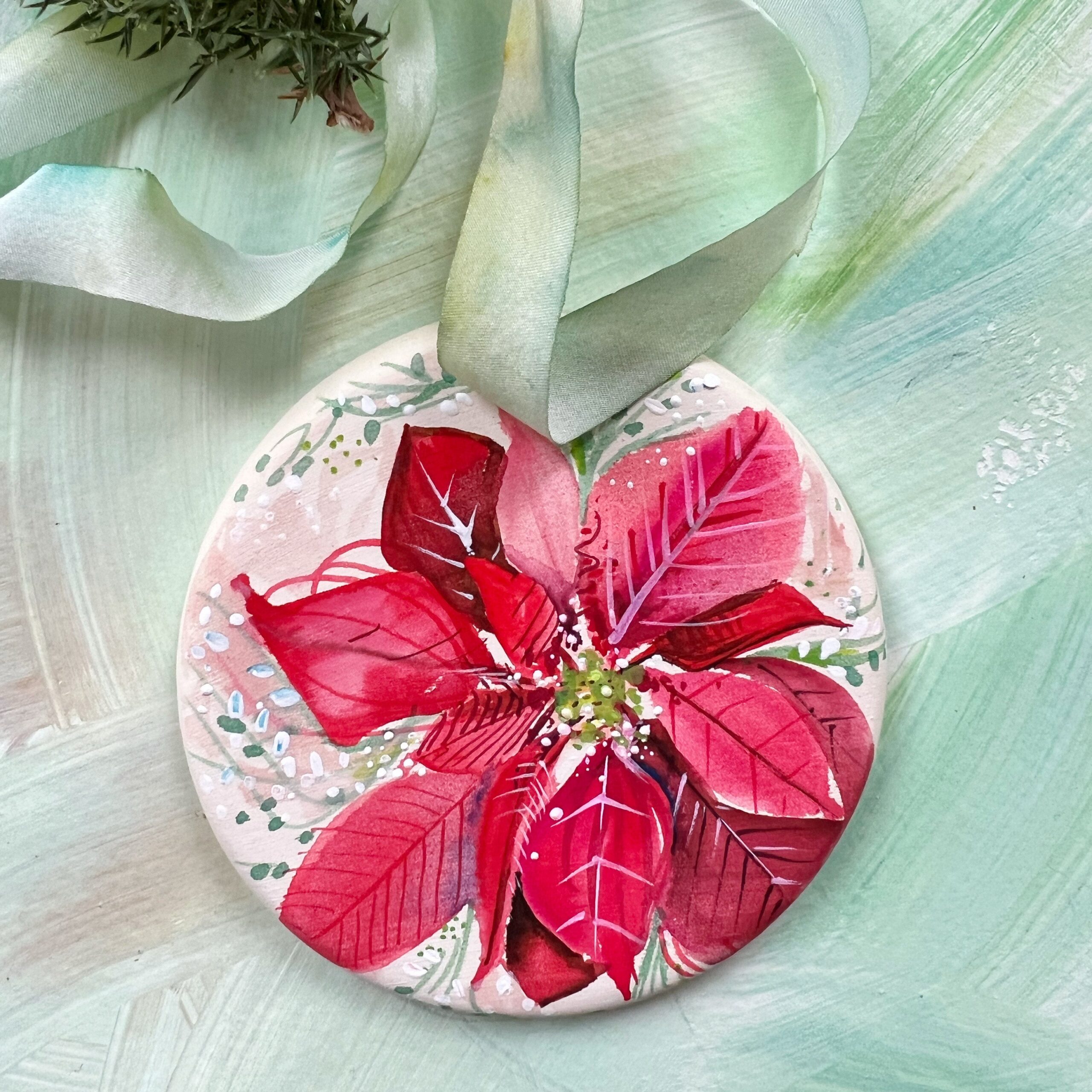 Hand Painted Ornaments 2022 – Poinsettia 1