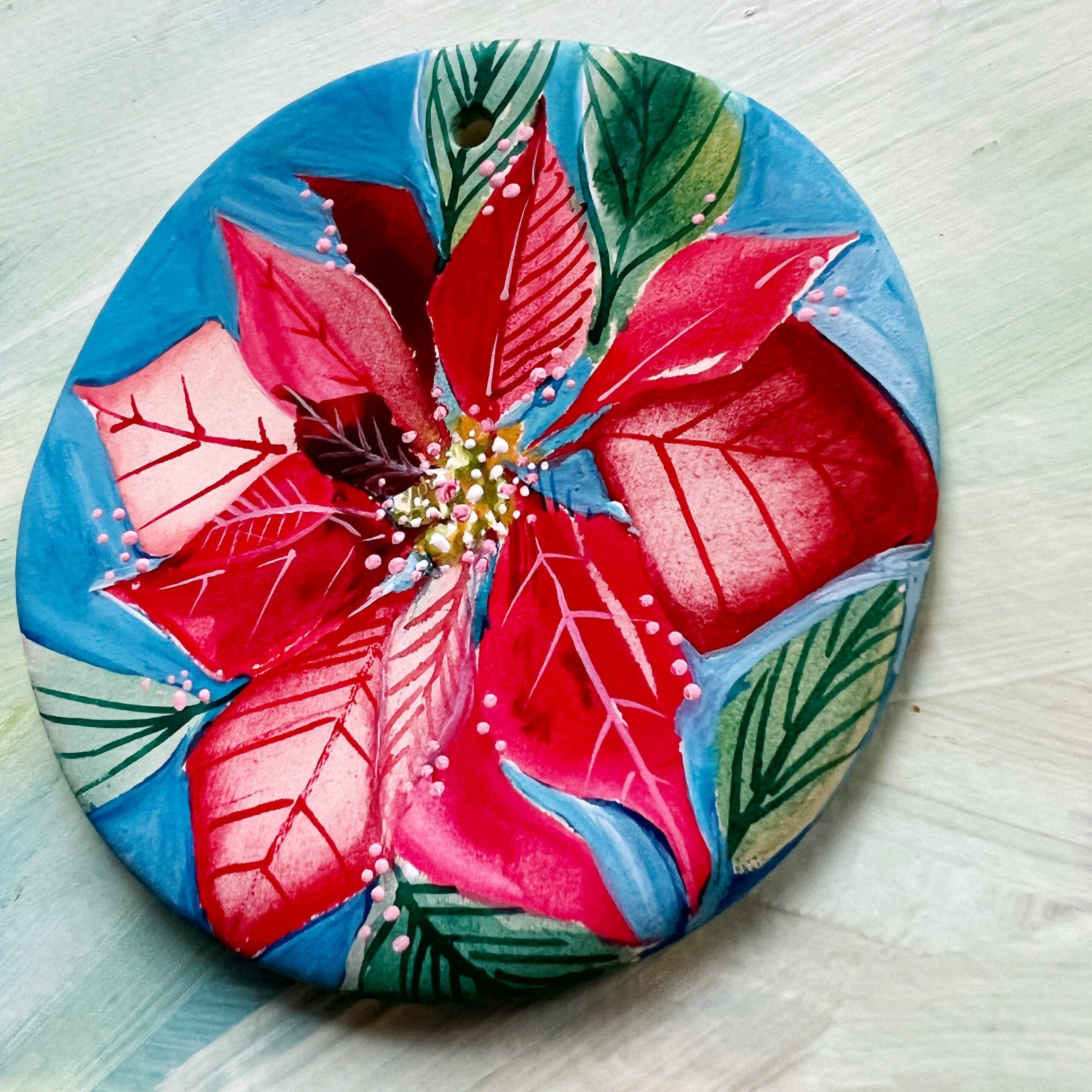 Hand Painted Ornaments 2022 – Poinsettia 2