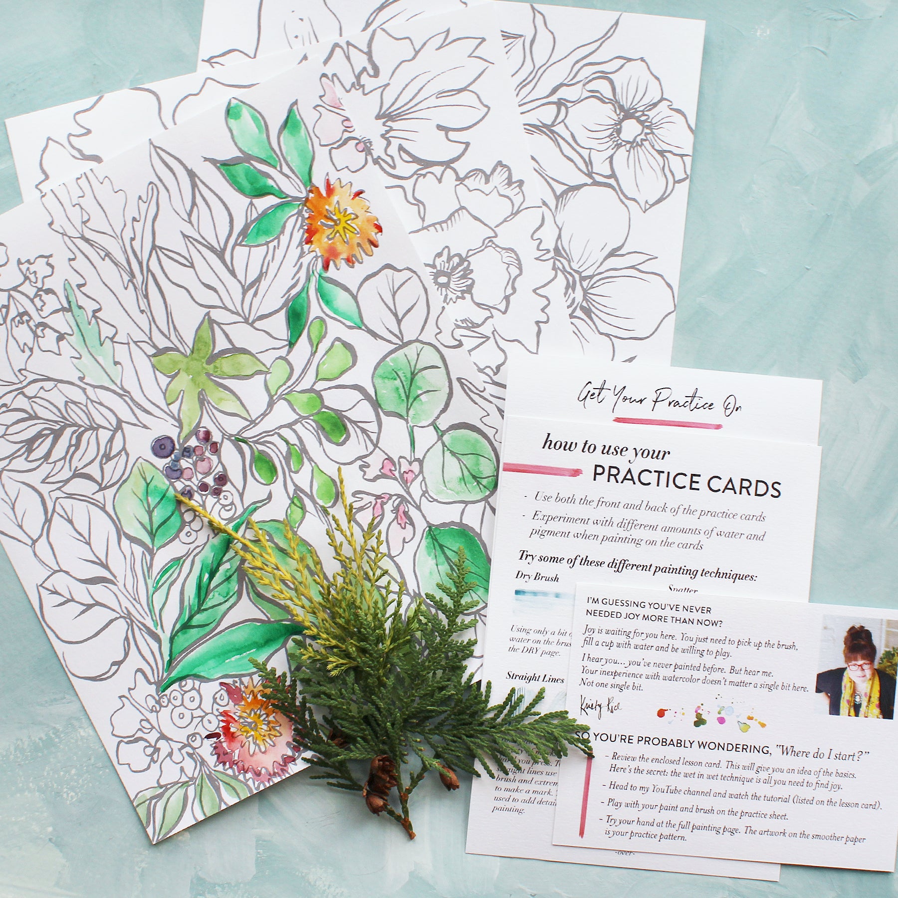 Watercoloring Page Set – Bouquet