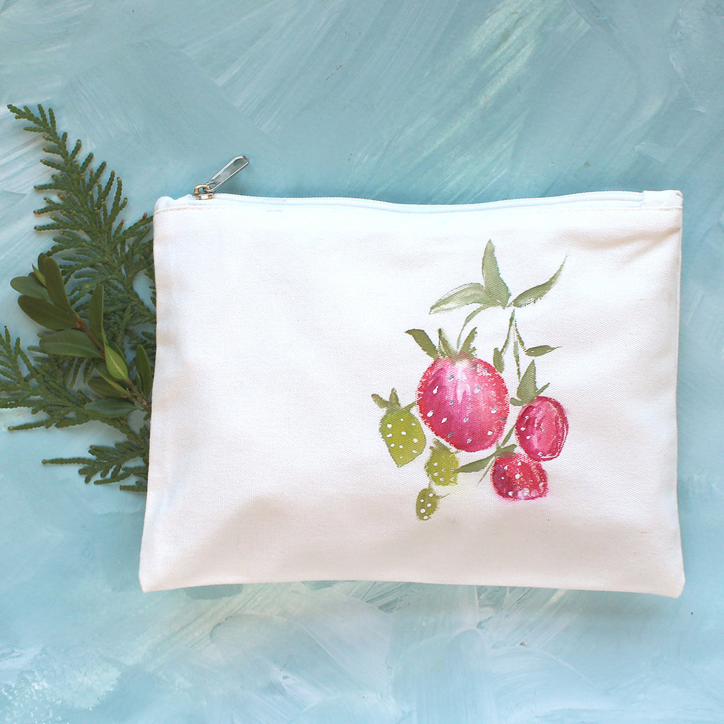 Hand Painted Pencil Case - Strawberries - Unique Shopping for Artistic ...