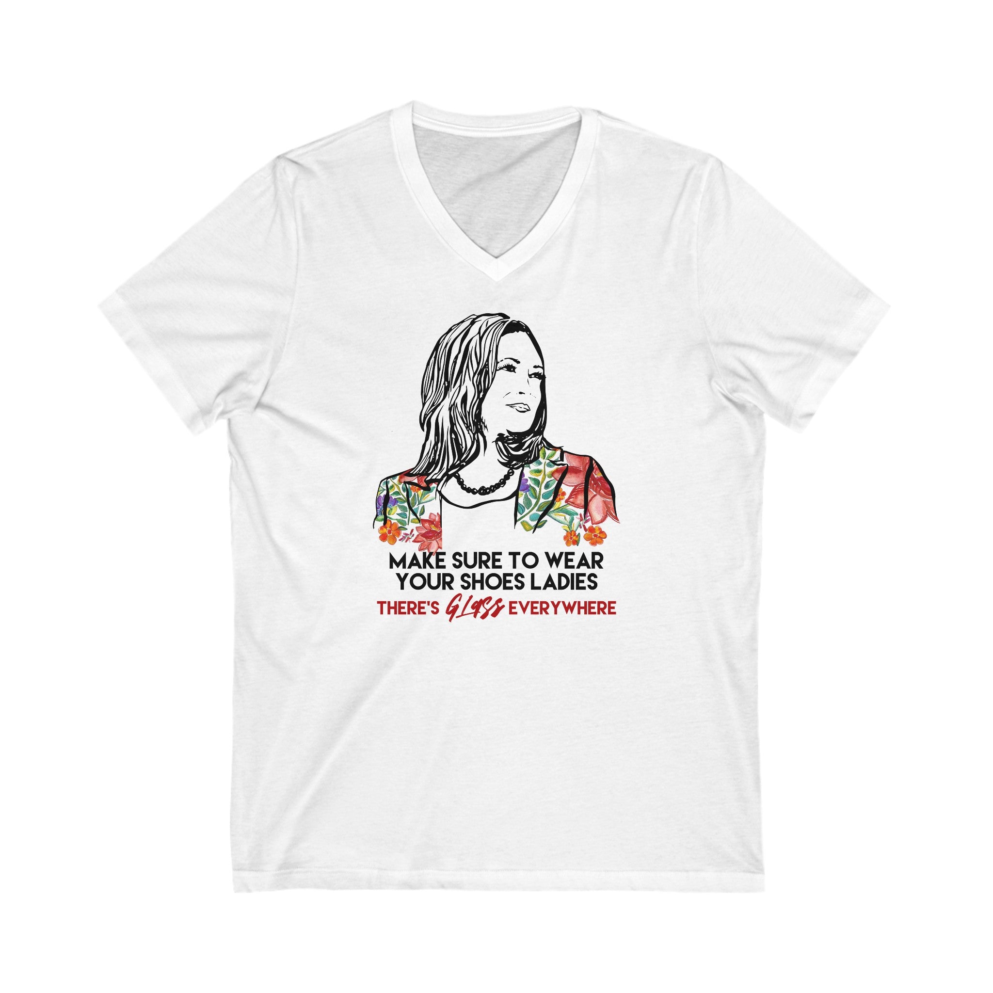 Pillars Collection – Kamala Harris “Glass Everywhere” V-Neck T-Shirt (2 colors available)